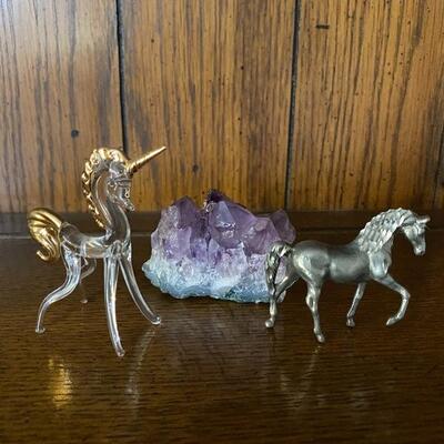 Miniature Figurine and Amethyst 