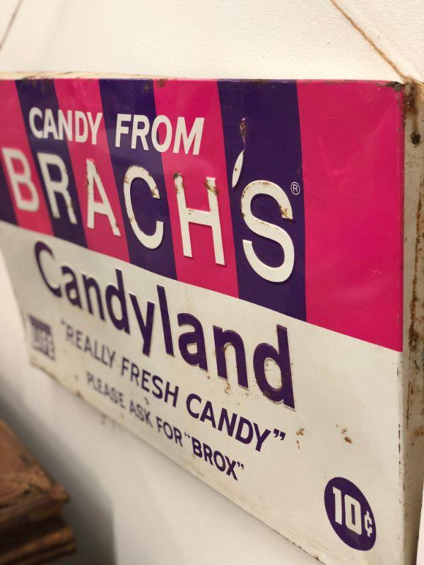 Lot 79 Vintage Embossed Metal Brach's Candyland Display Sign