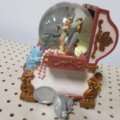 Lot 93 - Disney's Tinker Bell Hidden Treasure Chest Snow Globe w/ Musical Jewelry Box