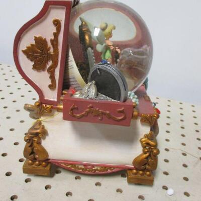 Lot 93 - Disney's Tinker Bell Hidden Treasure Chest Snow Globe w/ Musical Jewelry Box