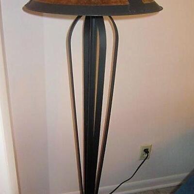 Torchiere uplight floor lamp trio with Mica shades