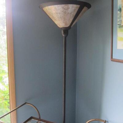 Torchiere uplight floor lamp trio with Mica shades