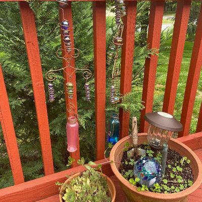 D5:  Hanging Copper Yard Art and Plants