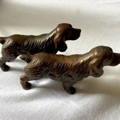  Small pair of Bronze Spaniel or Setter Dogs 