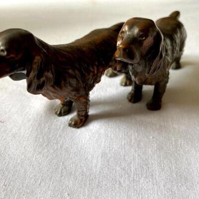  Small pair of Bronze Spaniel or Setter Dogs 