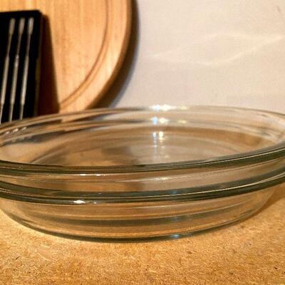 CL49:  Large Salad Bowl, Glass pie plates, Cutting Board and more