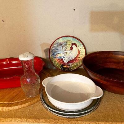 CL49:  Large Salad Bowl, Glass pie plates, Cutting Board and more