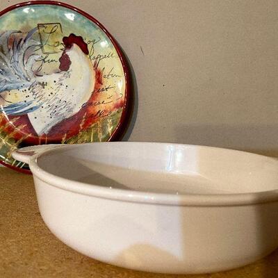 CL49:  Large Salad Bowl, Glass pie plates, Cutting Board and more