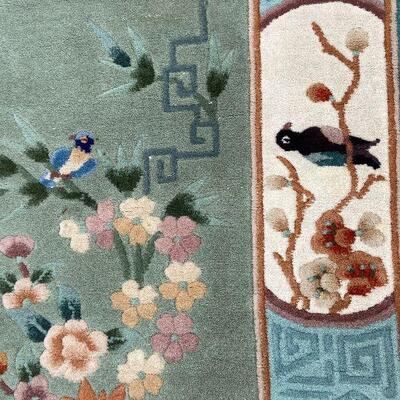 G119: Green Bird Print Rug