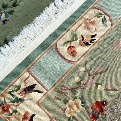 G119: Green Bird Print Rug