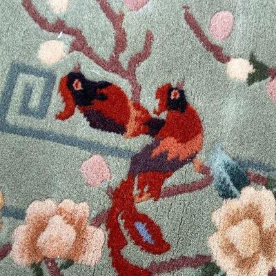G119: Green Bird Print Rug