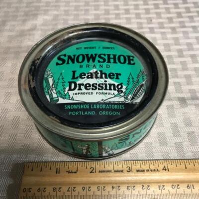 Two Vintage Tins: Snowshoe Leather Dressing & Watkins Salve