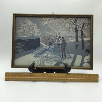 Framed Picture Print Skiing Couple in the Snow