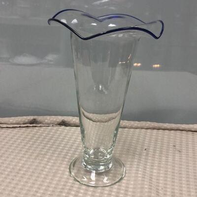 Blue Rimmed Glass Vase
