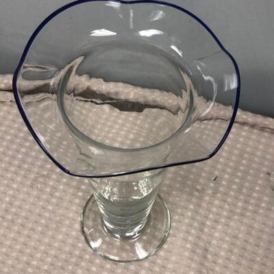 Blue Rimmed Glass Vase