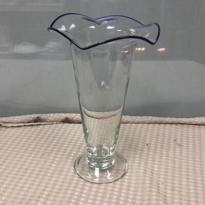 Blue Rimmed Glass Vase