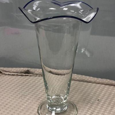 Blue Rimmed Glass Vase