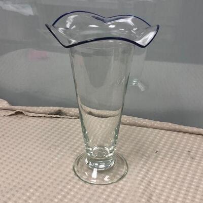 Blue Rimmed Glass Vase