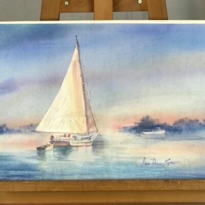 E - 111   Original Watercolor “Sunset Sails” by Jean Ranney Smith