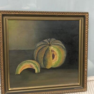 Vintage Framed Painting of Cantaloupe