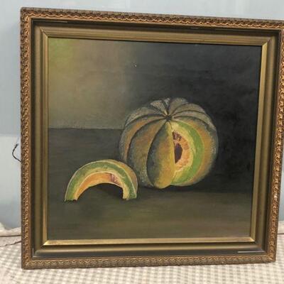 Vintage Framed Painting of Cantaloupe