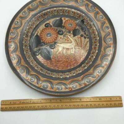 Decorative Hand Painted Ceramic Deer Plate Tonala Jal