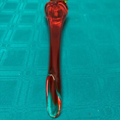 Viking Glass Amberina Orange Mid Century Stretch Vase