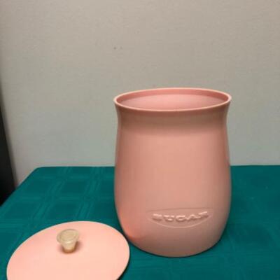 Vintage Pink Plastic Plas-Tex Sugar Canister 