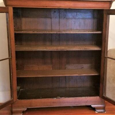 Lot #105  Very Nice Antique Empire Style Bookcase with Glass Doors