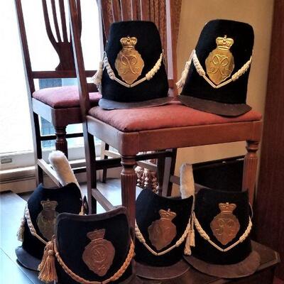 Lot #106  Lot of 6 Regimental British Military Hats, ca, 1815 - reproductions/movie props/reenactment