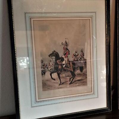 Lot #110 Set of Four FABULOUS Antique Framed Prints - British Army Costume