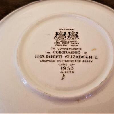 Lot #122 Coronation Piece - nice cup/saucer set to commemorate the crowning of Elizabeth II 1953