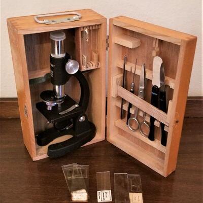 Lot #126  Student Microscope in Wooden Box