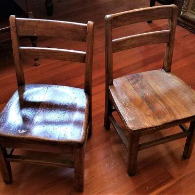 Lot #140  Pair of antique oak children's chairs