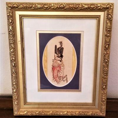Lot #142  Small Period Watercolor/Silhouette of British Officer - modern frame