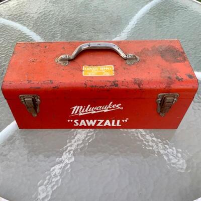 Lot 79 - Vintage Milwaukee Sawzall Tool and Metal Storage Box