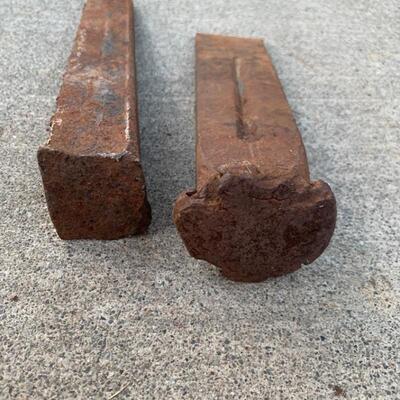 Lot 84 - Set of 2 Antique Iron Steel Wedge Log Splitters