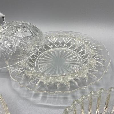 Three Vintage Glass Serving Pieces