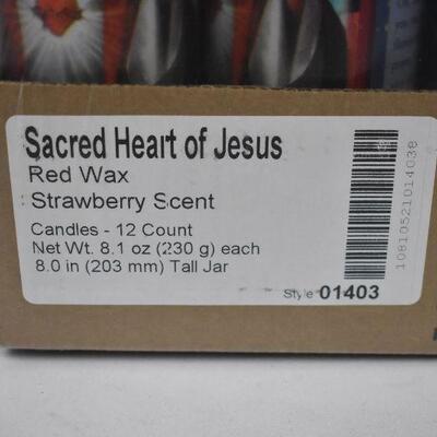 Sacred Heart of Jesus Strawberry Scented Candle, (Pack of 12), $35 Retail - New