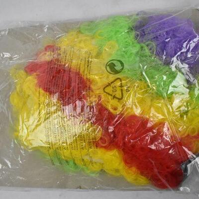 Colorful Rainbow Clown Wig, adult size - New