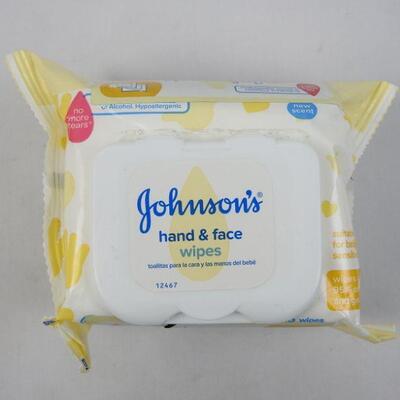 Johnson's Hand & Face Baby Cleansing Wipes, 2 Travel Packs of 25 ct. - New