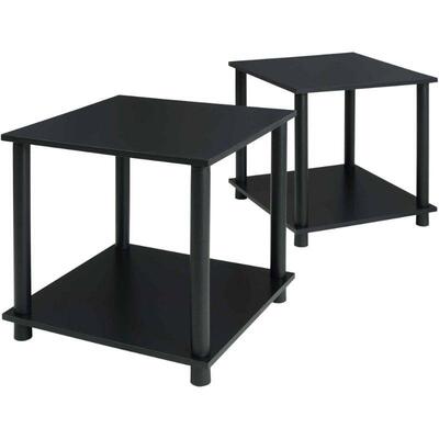 Mainstays No Tools 2-Pack End Table, Solid Black - New