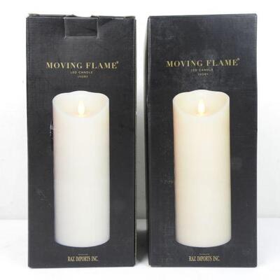 2x LED Pillar Candle with Flicker Flame and Auto-Timer, 9