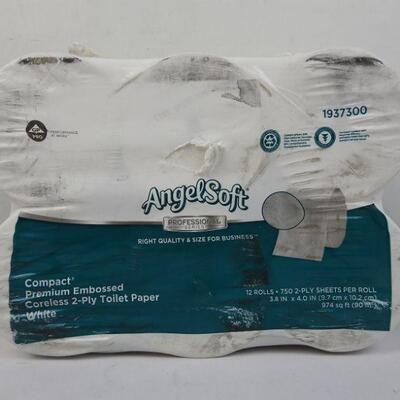 Angel Soft Pro Embossed Coreless 2-Ply Toilet Paper, 750 Sheets/Roll - New