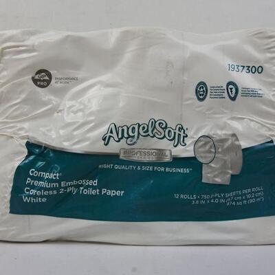 Angel Soft Pro Embossed Coreless 2-Ply Toilet Paper, 750 Sheets/Roll - New