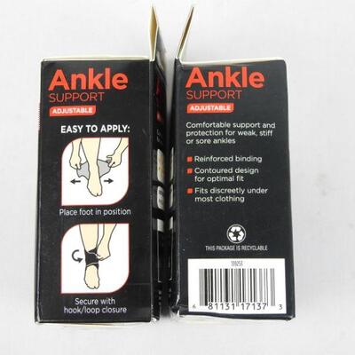 2x Equate Adjustable Ankle Support, One Size Fits Most - New