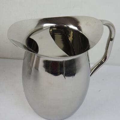 Qty Four 3 Quart Deluxe Bell Pitcher with Ice Catcher, Stainless Steel - New