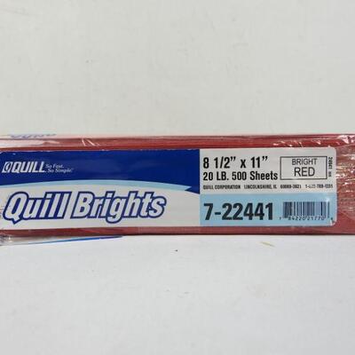 Quill Brand Brights 8-1/2 x 11 Red Multipurpose Paper, 20 lbs., 500 Sheets - New