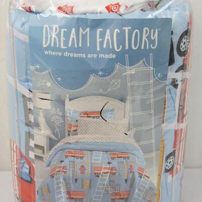 Dream Factory Fire Truck Bed In A Bag Comforter Set,Blue, Retail $32 - New