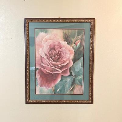 Framed Pink Rose Art 